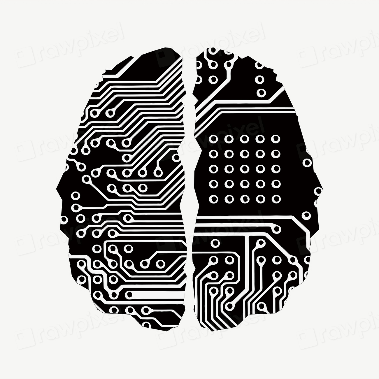 Circuit-board illustration of a brain representing AI
