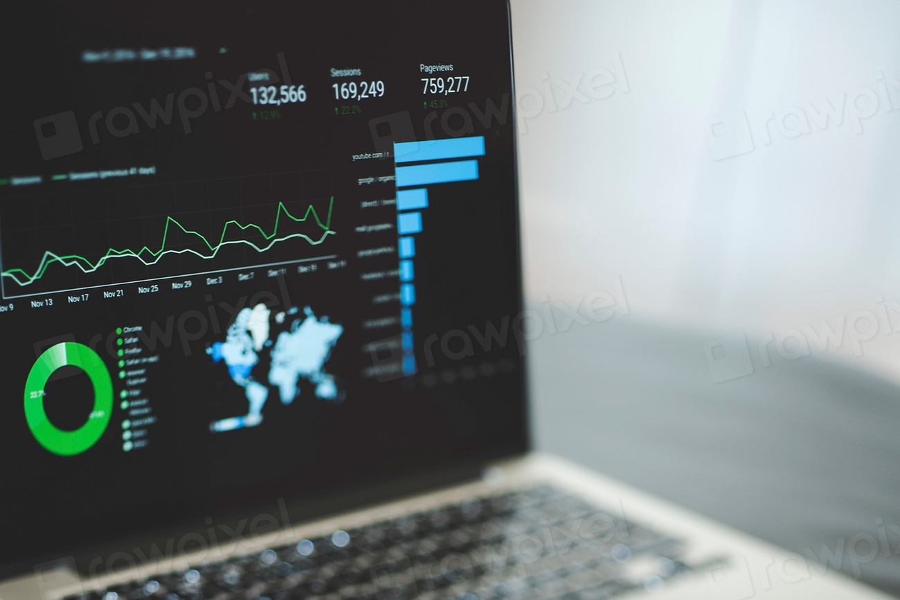 Laptop displaying a business analytics dashboard