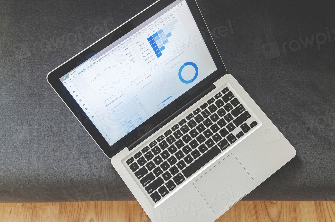 Laptop displaying an analytics dashboard