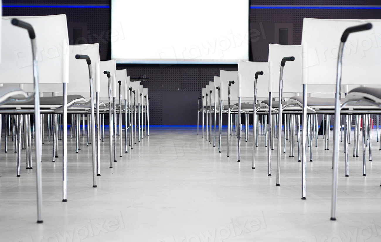 Empty seminar room set up for a presentation