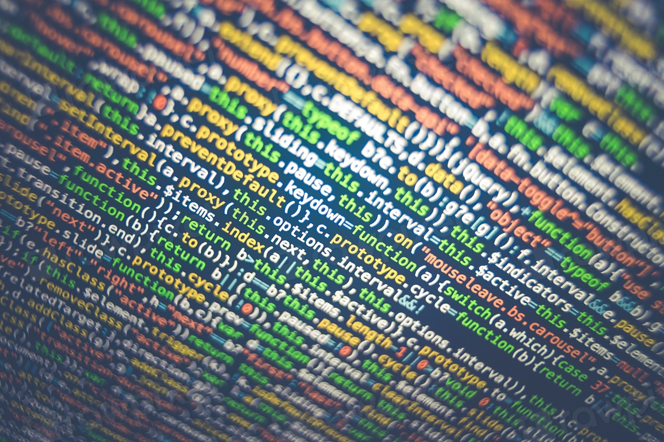 Close-up of colorful code on a computer screen